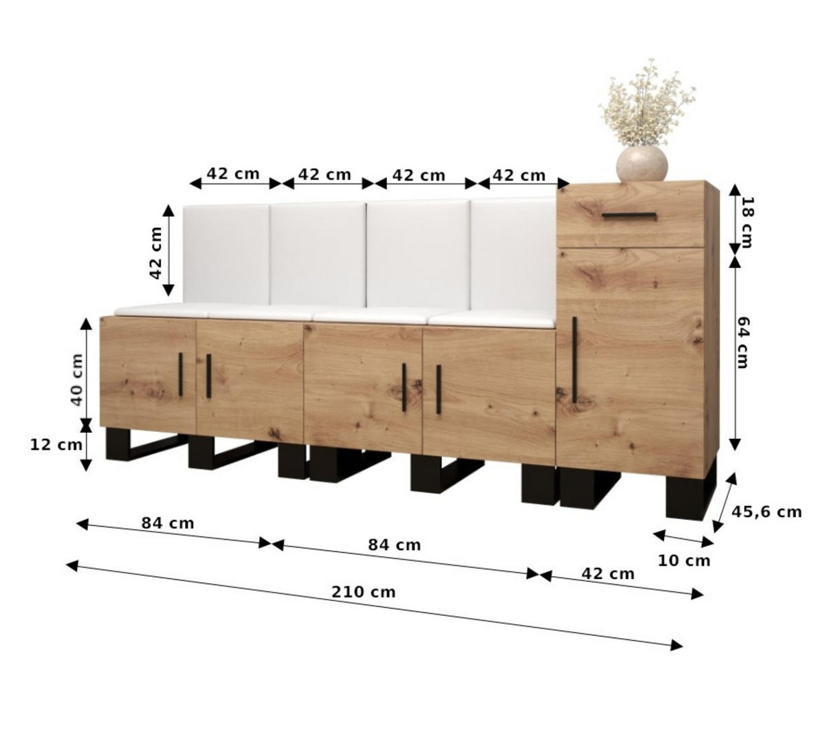 GARDEROBEN-SET 95/210/45,6 - Waldgrün/Schwarz, Holz/Kunststoff (210/95/45.6cm) - Abiks Möbel