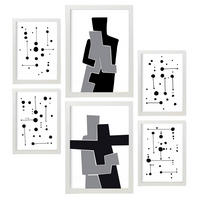 POSTER Set Mit 6 Balck Und Weiß In Liebhaber Abstrakt A3 & A4 Weißer Rahmen - Weiß, Papier (29/3cm) - Nacnic