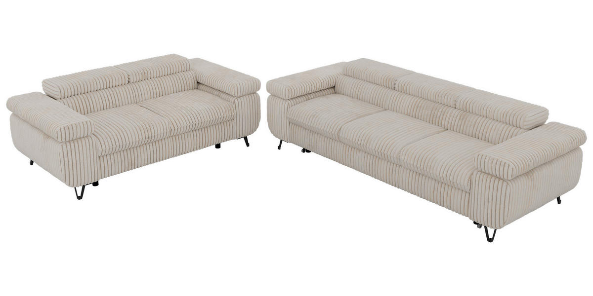 SEDACÍ SOUPRAVA PETERS 2+3 - Béžová Manšestr - černá/krémová, kov/textil (262/76/99cm) - MKS