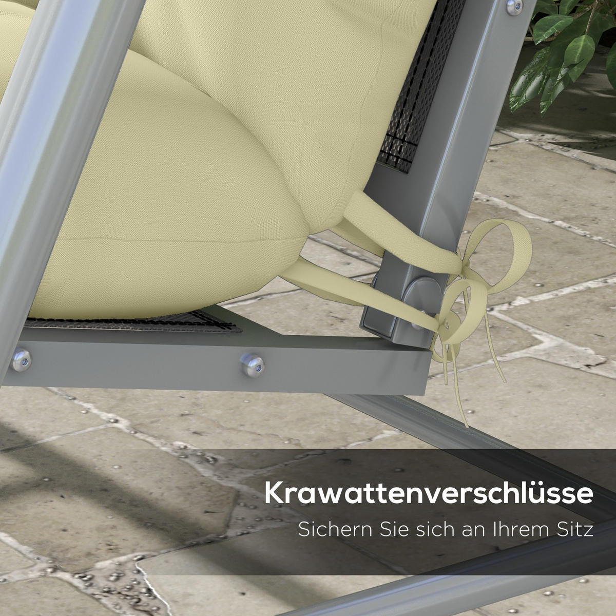 SADA 4 sedacích polštářů z polyesteru a bavlny PP, krémově bílá - krémová, textil (50/12/150cm) - Outsunny