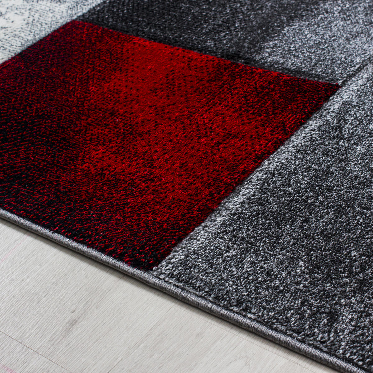 TEPPICH Kurzflor Karo Look Polypropylen Wohnzimmer Rot Rechteckig 160x230 - Rot, Textil (160/230cm) - KADIMA DESIGN