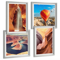 BILDER SET 4er Set - 50x50 cm & 40x60 cm Silberner Rahmen - Wasserfall in der Schlucht - Silberfarben, Kunststoff (50/50cm) - TULUP