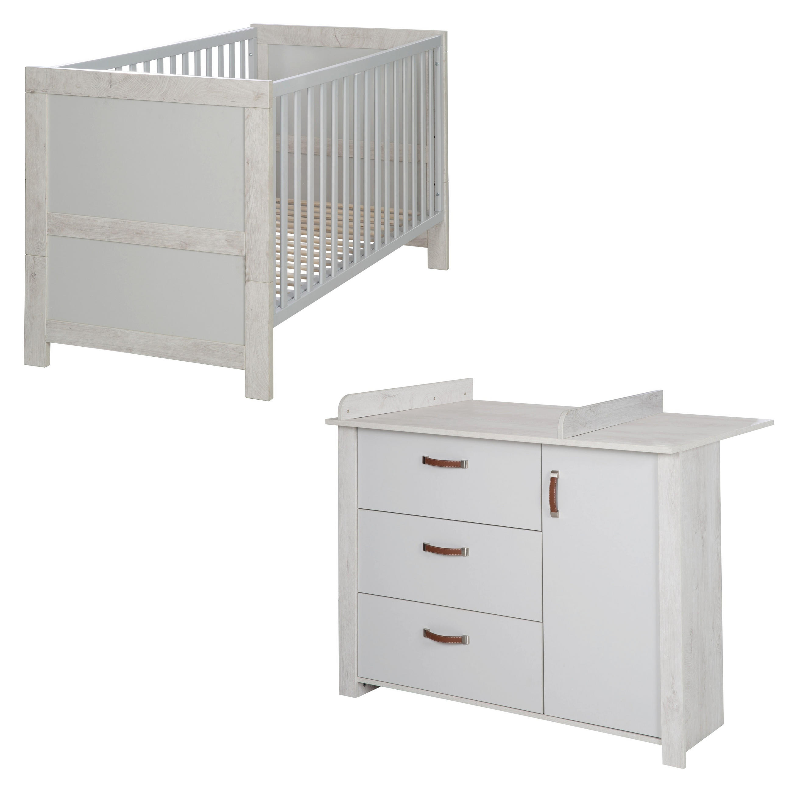BABYZIMMER-SET Mila 2-teilig - Grau, Holzwerkstoff (126/142cm) - Roba
