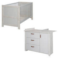 BABYZIMMER-SET Mila 2-teilig - Grau, Holzwerkstoff (126/142cm) - Roba