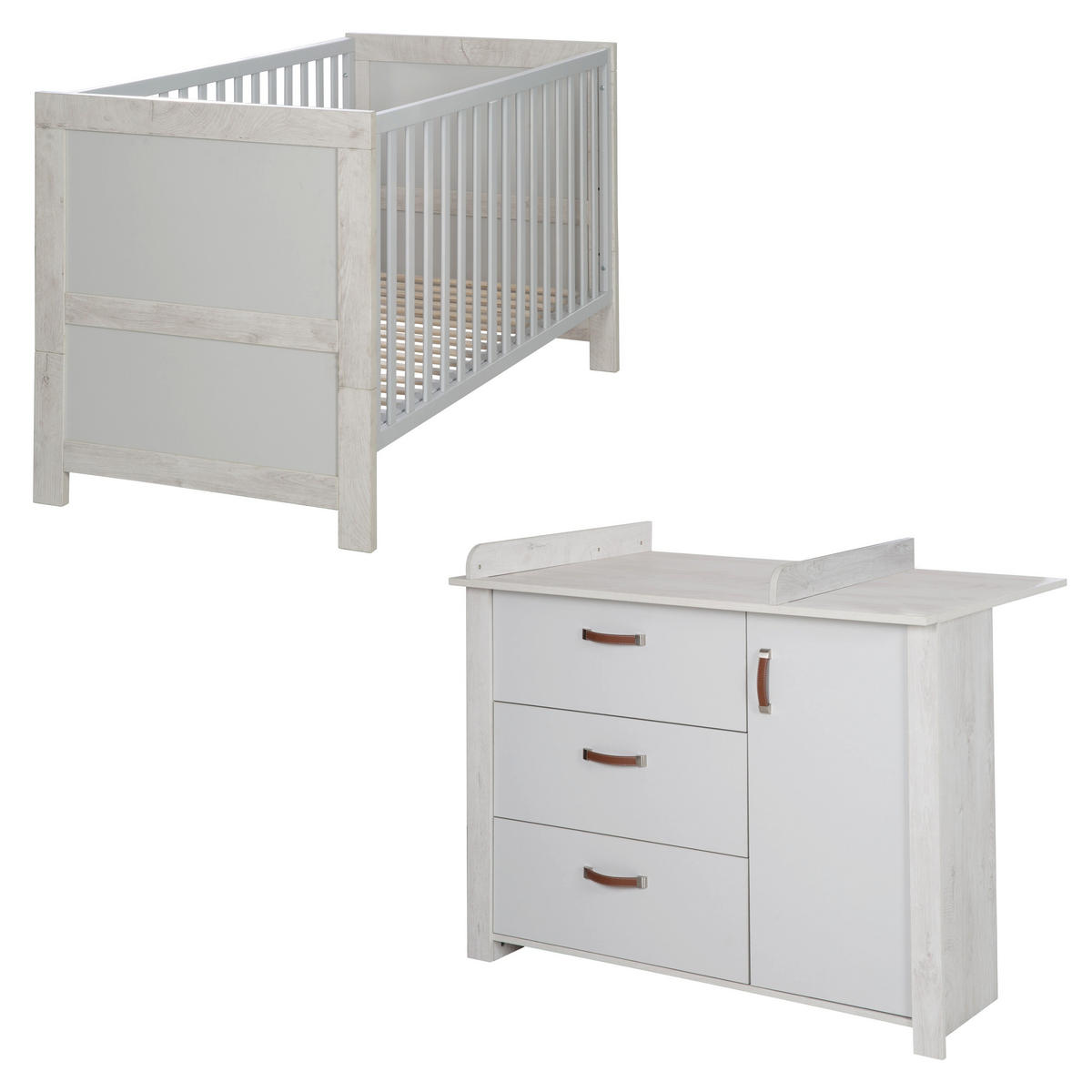 BABYZIMMER-SET Mila 2-teilig - Grau, Holzwerkstoff (126/142cm) - Roba