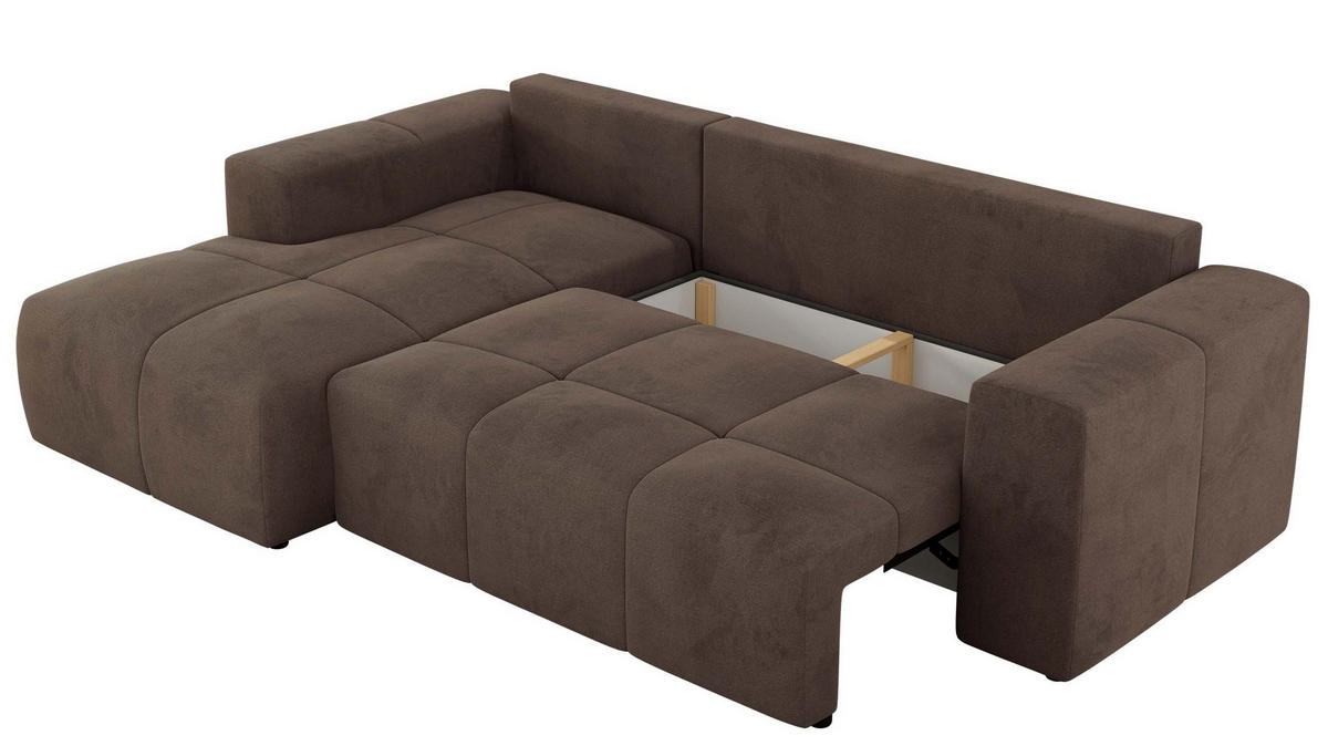 ECKSOFA MONIVA Braun Velvet - Links - Schwarz/Braun, Textil (164/266cm) - MKS