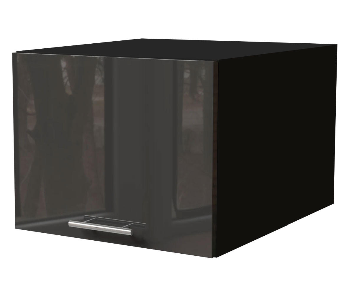 AUFSATZSCHRANK Essen W6B/45 Graphit Hochglanz / Schwarz Matt 45 / 59 / 36cm - Schwarz/Graphitfarben, Holz/Holzwerkstoff (45/36/59cm) - Feldmann-Wohnen