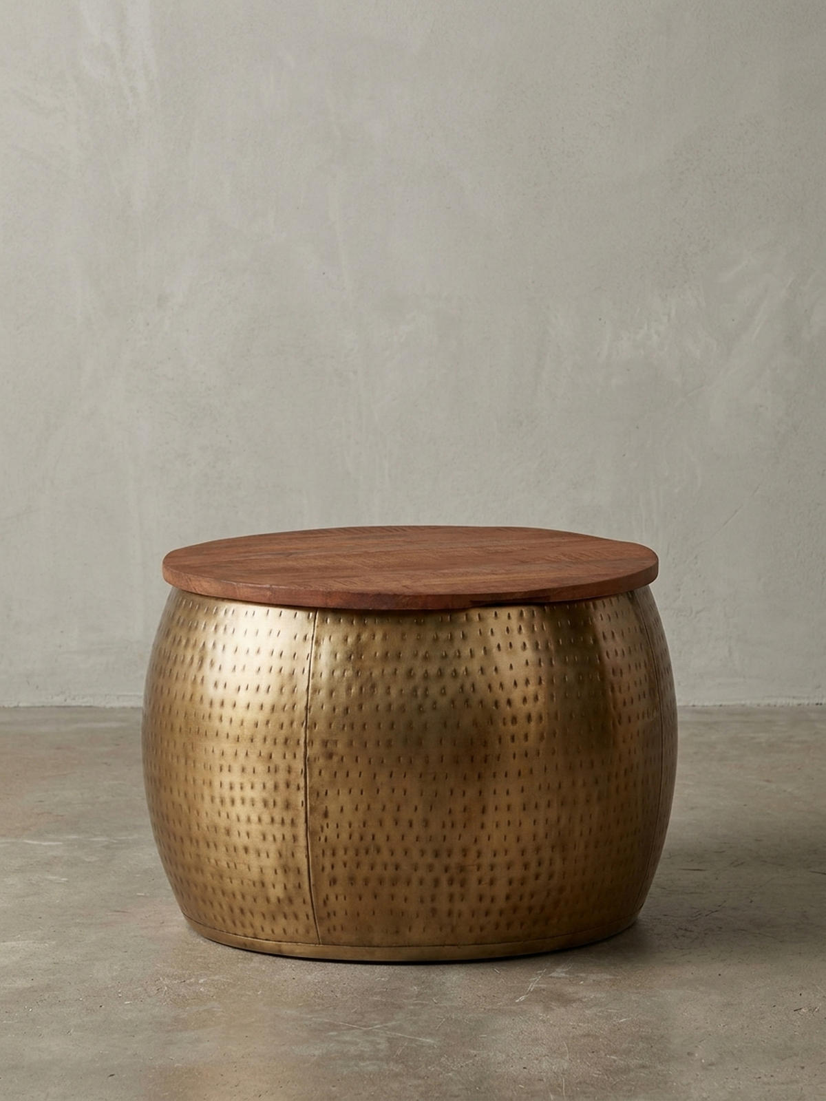 COUCHTISCH Massivholz Braun Gold, Modernes Design, Stauraum, Modell Aurora - Goldfarben, Holz/Metall (60/60/40cm) - KADIMA DESIGN