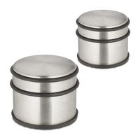DÖRRSTOPP Silver Svart 2-pack rostfritt stål - Silverfärgad, Metall/Plast (9/9cm) - Relaxdays