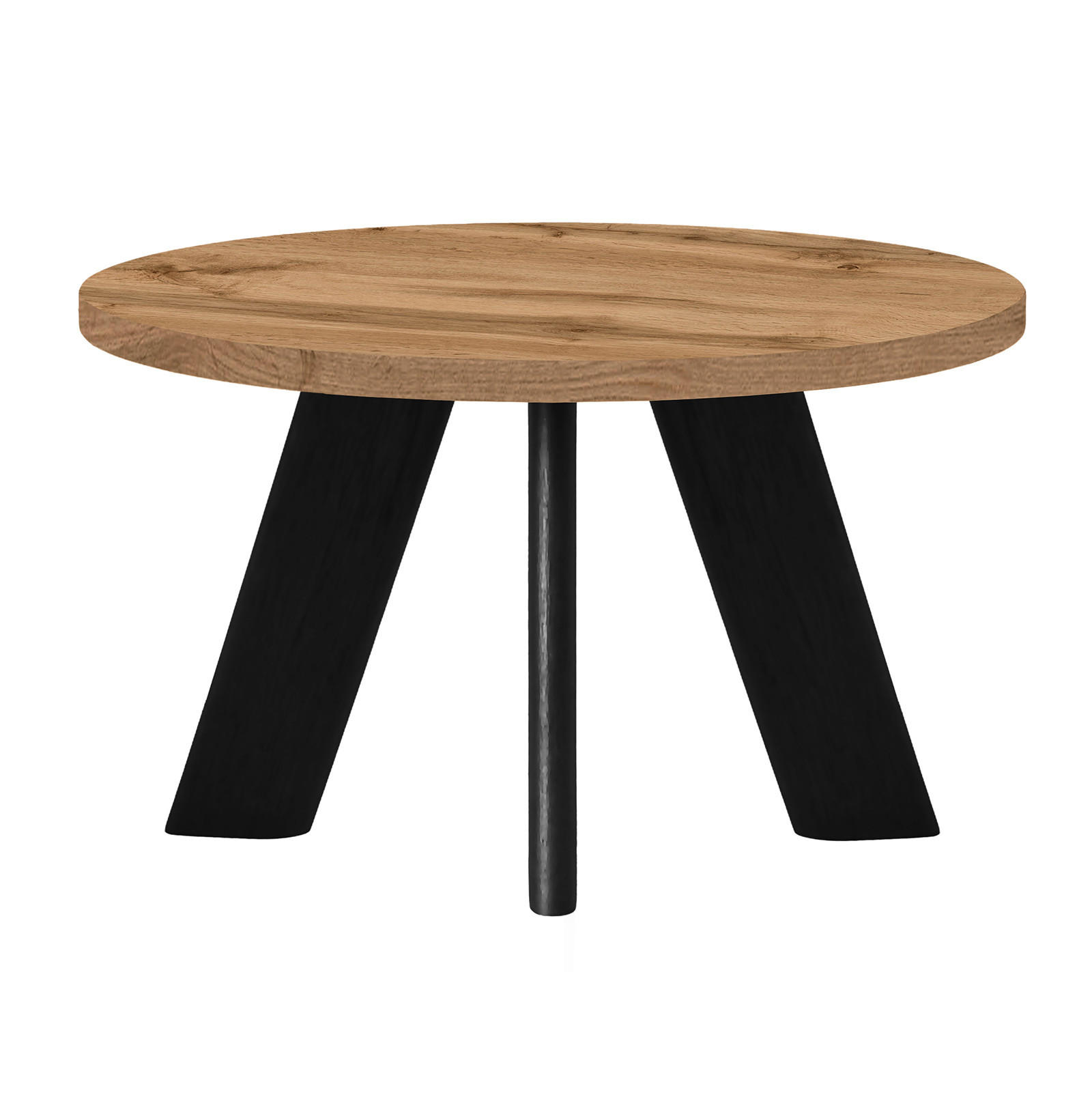 COUCHTISCH LEX Durchmesser 60 cm, Minimalistisch und zeitlos - Eiche Wotan/Schwarz - Eiche Wotan/Schwarz, Holz (60/60/41cm) - Dekori_Interiors