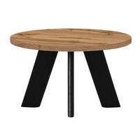 COUCHTISCH LEX Durchmesser 60 cm, Minimalistisch und zeitlos - Eiche Wotan/Schwarz - Eiche Wotan/Schwarz, Holz (60/60/41cm) - Dekori_Interiors