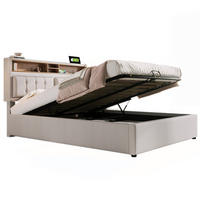 POLSTERBETT 160/200 cm in Beige mit Bettkasten, USB, Type-C und Steckdosen Stoff - Beige, Holzwerkstoff/Textil (160/200cm) - STILVORA