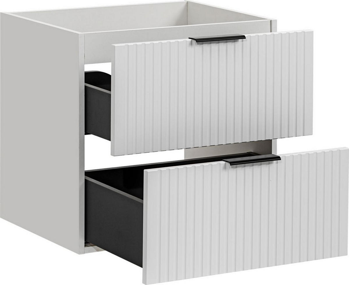 WASCHBECKENUNTERSCHRANK Niva hängend mit Rillenfronten in Weiß, 60/57/46 cm - Multicolor/Weiß, Holzwerkstoff/Kunststoff (60/57/46cm) - WFL GROUP