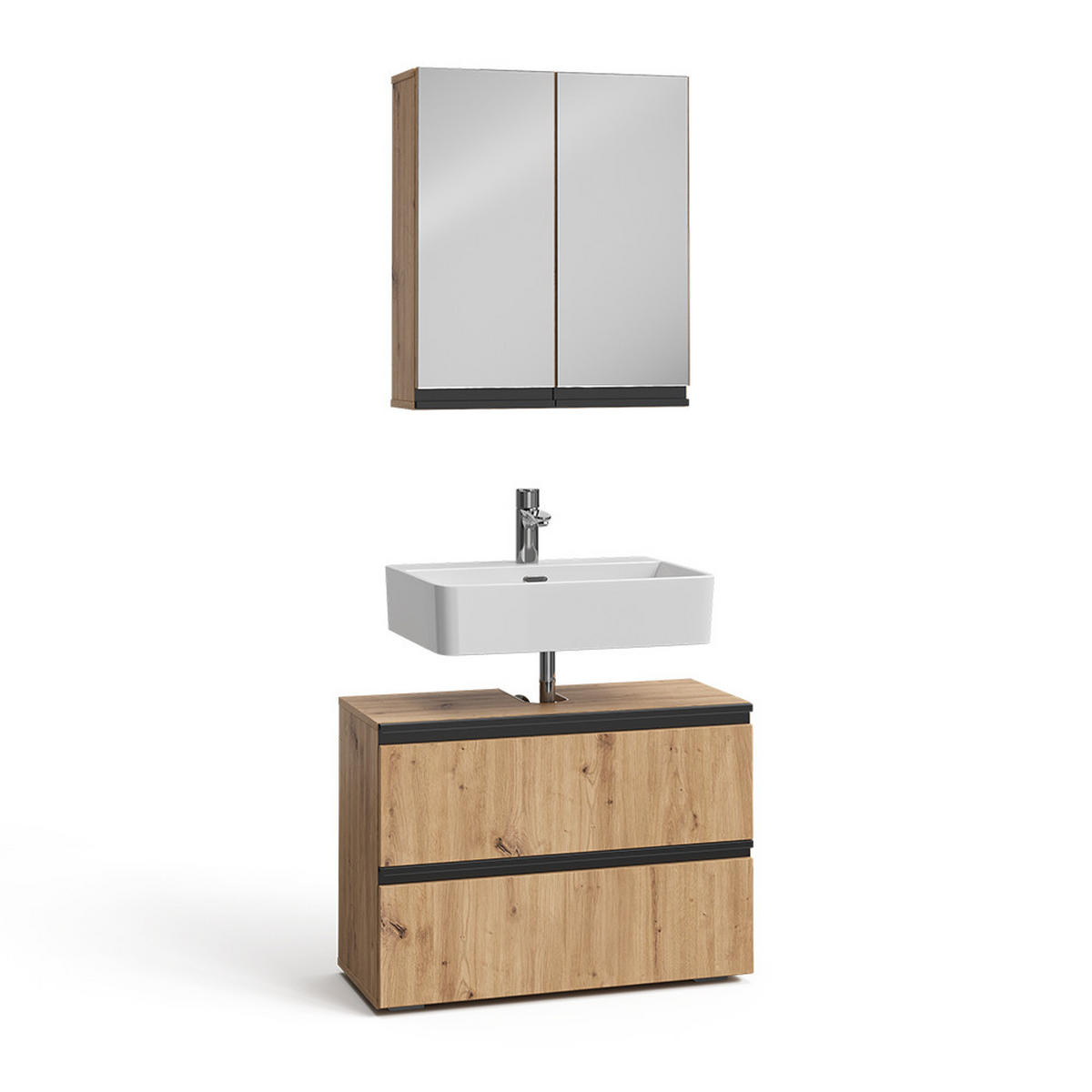 BADMÖBEL-SET Torren Artisan 2 Teile - Hellgrau, Holzwerkstoff (80/58/35cm) - Vicco