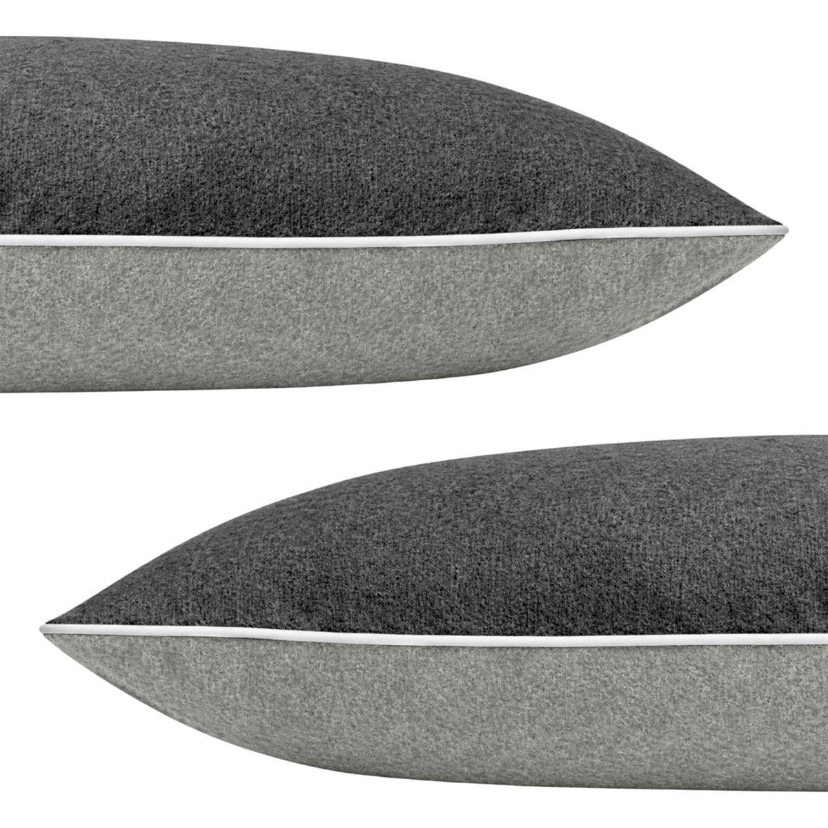 BIBER-KISSENBEZÜGE 40x40 2er Set - Made in Germany! Kuschelig warmer Flanell Kissenbezug aus 100% Baumwolle mit Satinpaspel - Anthrazit Grau - Anthrazit, Textil (40/40cm) - Carpe Sonno