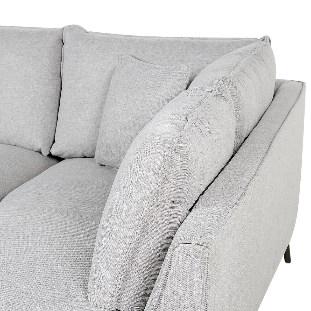 3-SITZER-ECKSOFA Leinen hellgrau rechtsseitig Elga - Schwarz/Grau, Textil (265/220cm) - Beliani