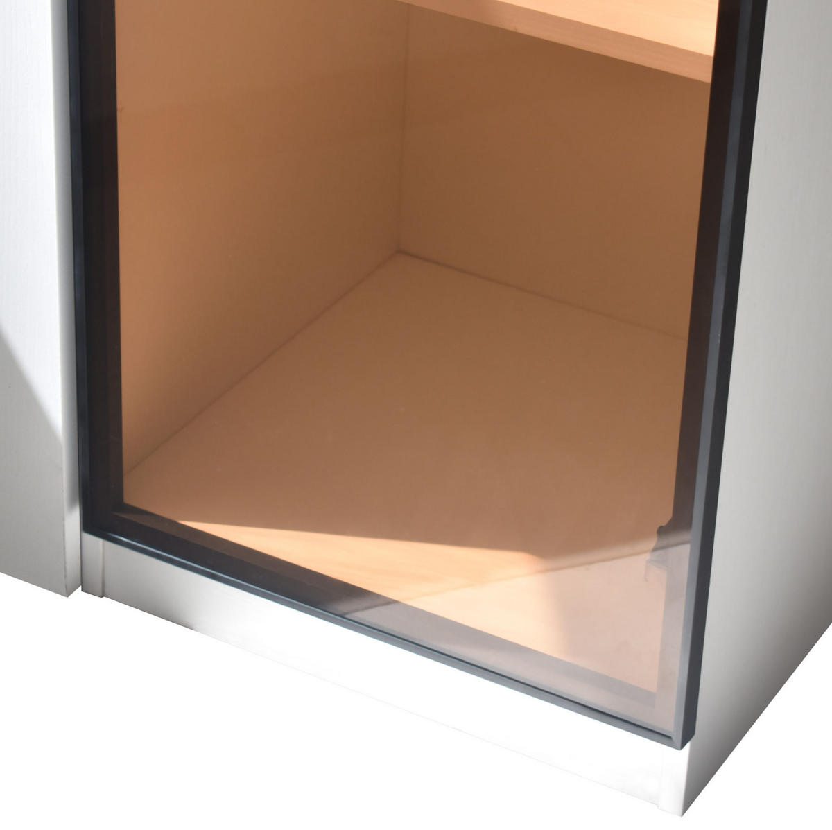 VITRINE 110,5/35/160 cm aus MDF mit LED-Vitrine und Seitenauszug Weiß - Weiß, Holzwerkstoff (110.5/160/35cm) - Modenvie