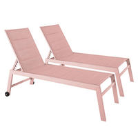 SONNENLIEGE 2-tlg., Puderrosa - Pink, Metall (169/103/65cm) - Oviala