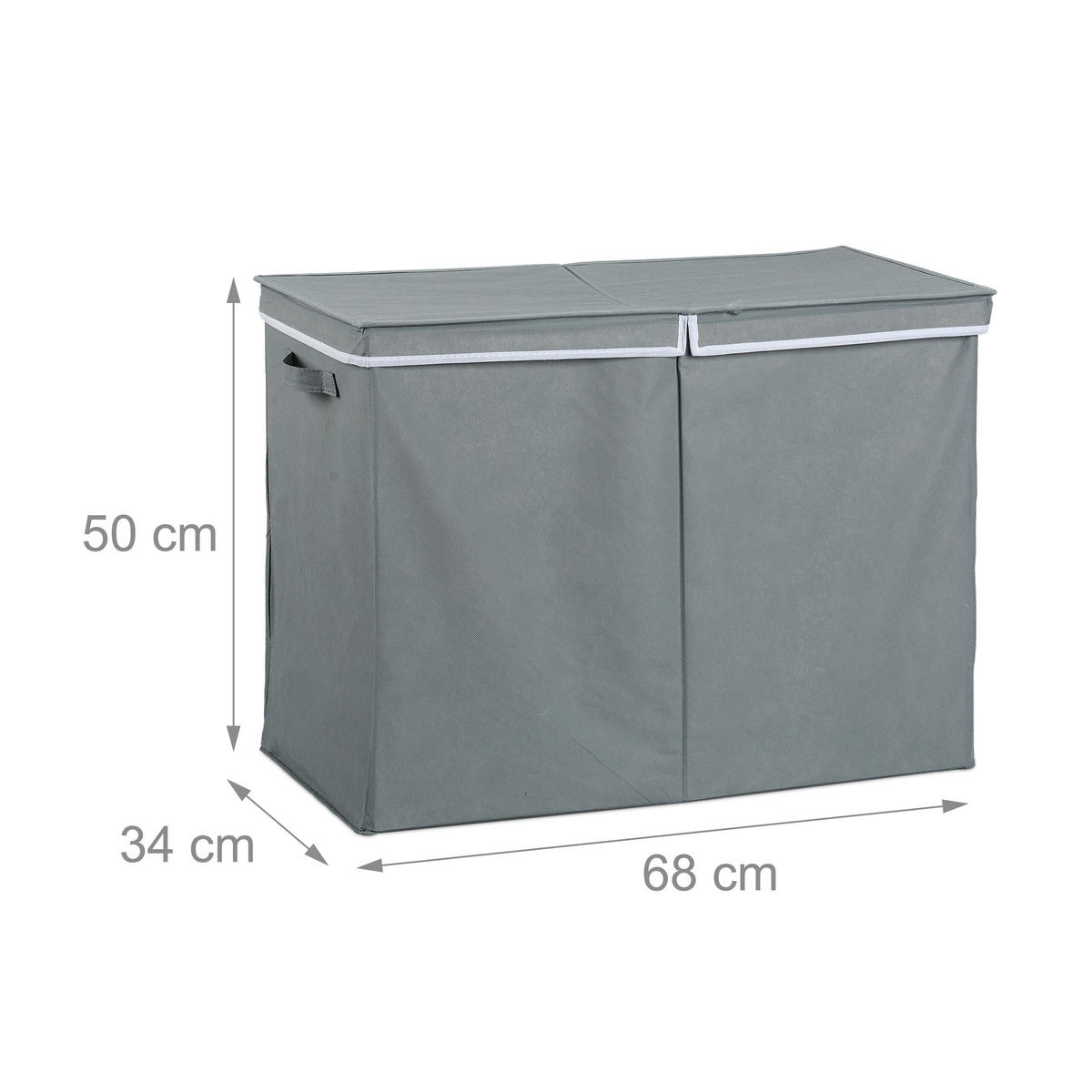 WÄSCHEKORB - Grau, Wellpappe/Textil (68/50/34cm) - Relaxdays