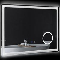 LED Badezimmerspiegel,mit 3x Vergrößerung, Memory-Funktion, beschlagfrei - Weiß, Glas (3.8/60/80cm) - Kleankin