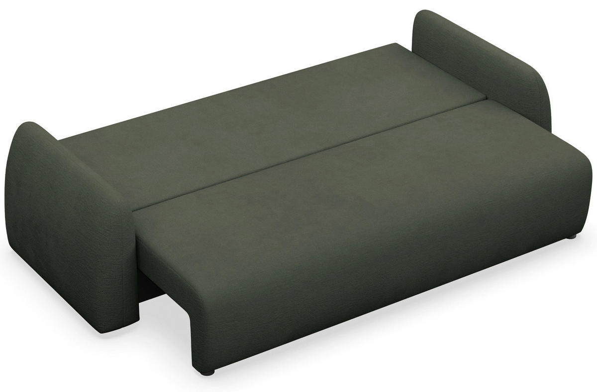 3-SITZER SOFA Nubelle dunkelgrün Chenille-Bezug, wasserabweisend - Dunkelgrün/Schwarz, Kunststoff/Textil (244/85/93cm) - Selsey