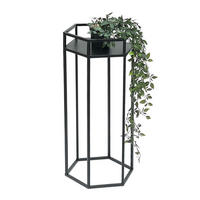 BLUMENHOCKER Metall Schwarz 6eck 60 cm - Schwarz, Metall (29/60/25cm) - DanDiBo