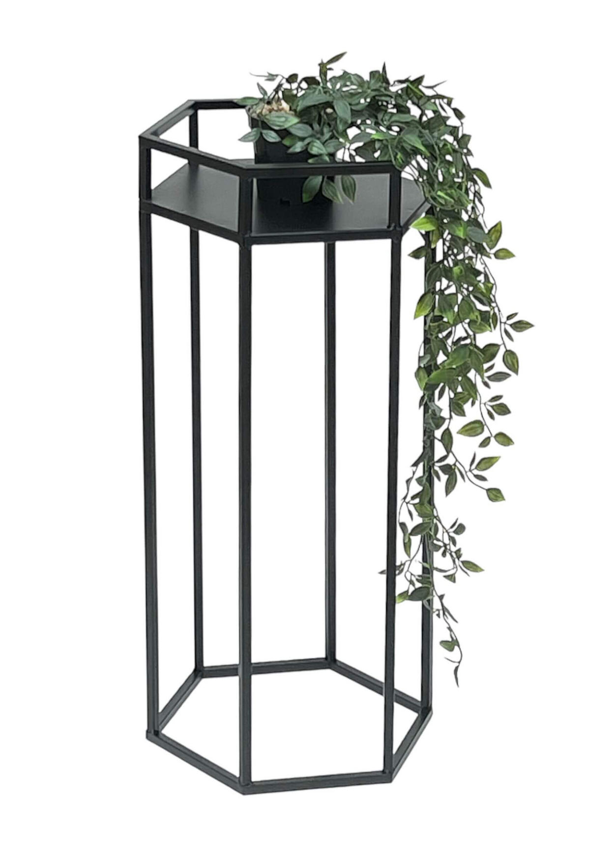 BLUMENHOCKER Metall Schwarz 6eck 60 cm - Schwarz, Metall (29/60/25cm) - DanDiBo