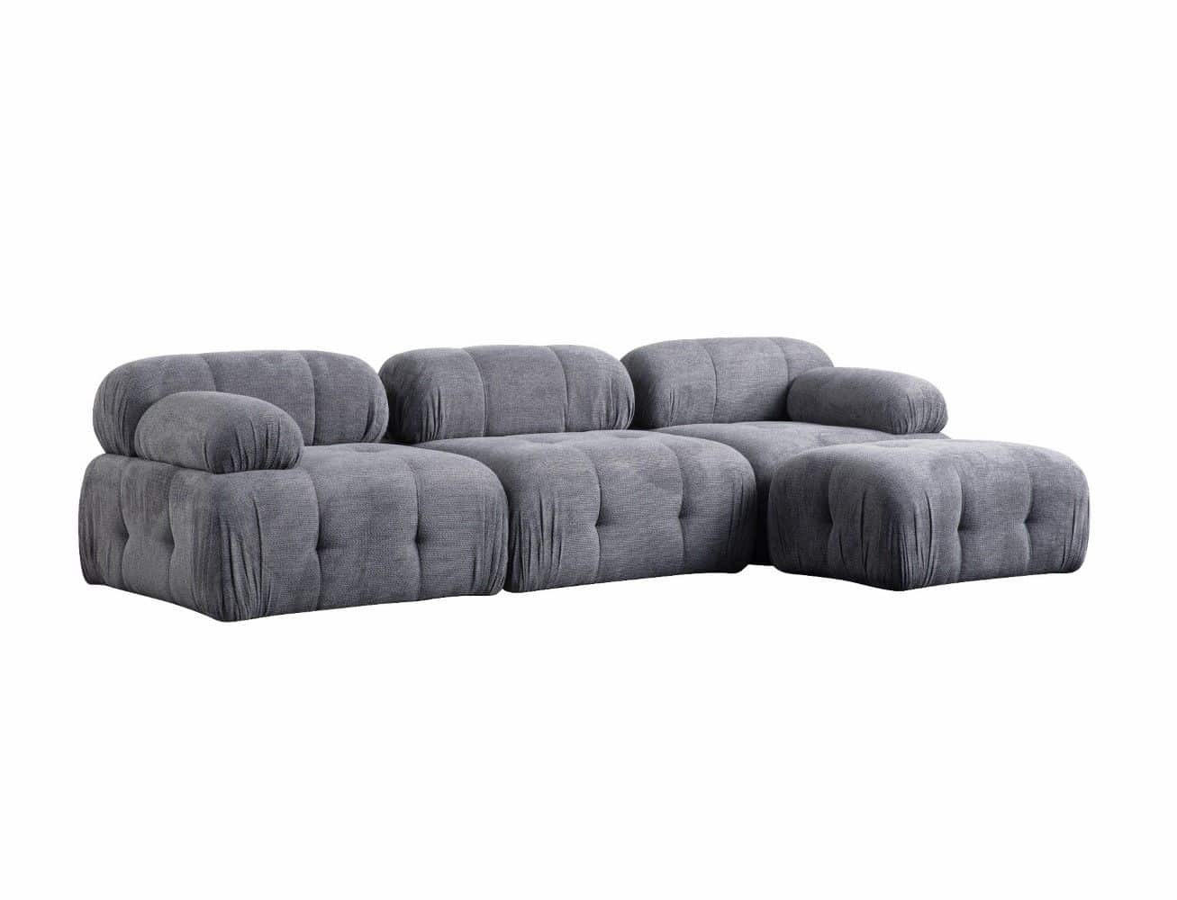 ECKSOFA inklusive Hocker - Schwarz/Grau, Holz/Kunststoff (290/160cm) - myHomelando