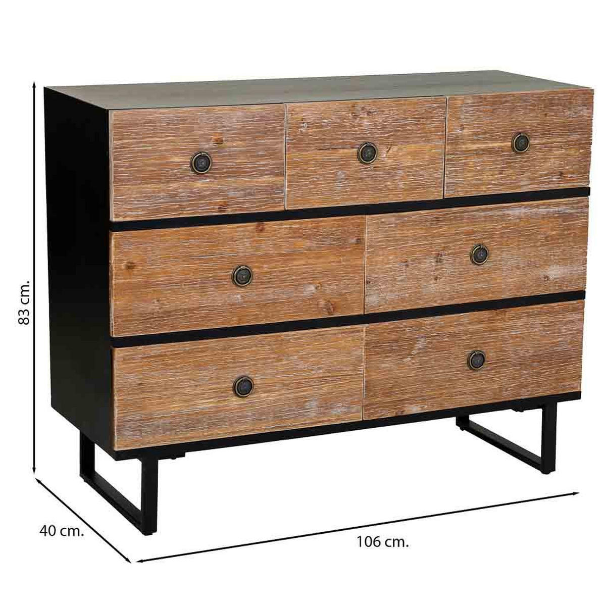 KOMMODE mit 7 schubladen 106x40x83 cm - Braun, Holz (106/83/40cm) - Wanderlust