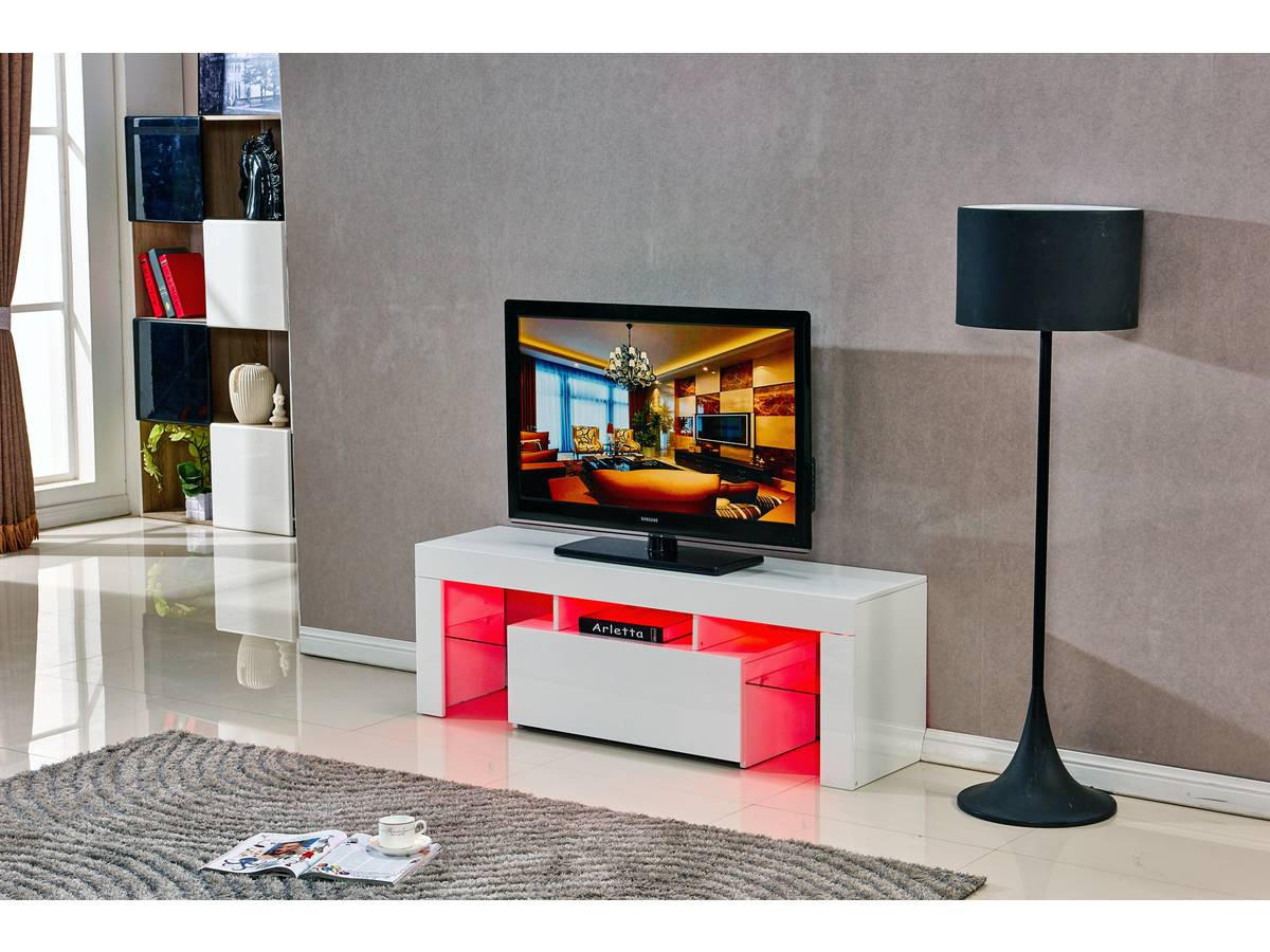 TV-MÖBEL Borda Weiß Hochglanz - Weiß Hochglanz, Holzwerkstoff (130/45/34cm) - Habitat Garten