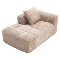 SOFA s ležaljkom, 158/90/60 cm, chenille kaki, s bočnim džepovima i jastukom - boje pijeska, tekstil (60/158/90cm) - BEAOK