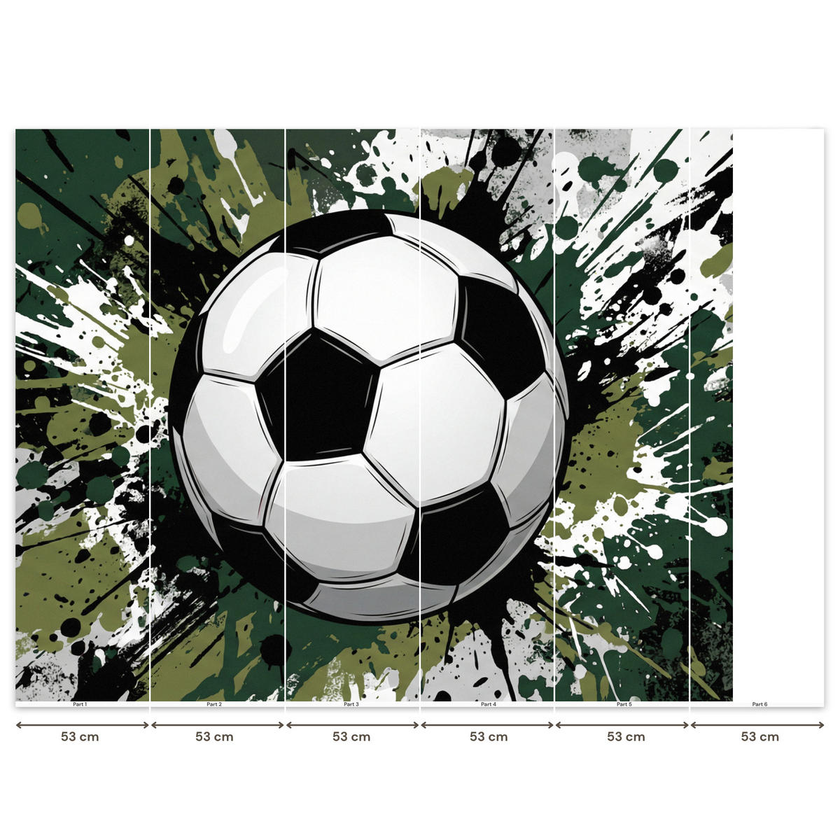 KINDERTAPETE - Fußball - Farbe - Spritzer - Grün - 280x240 cm - Dunkelgrün, Papier (280/240cm) - OnlyWow
