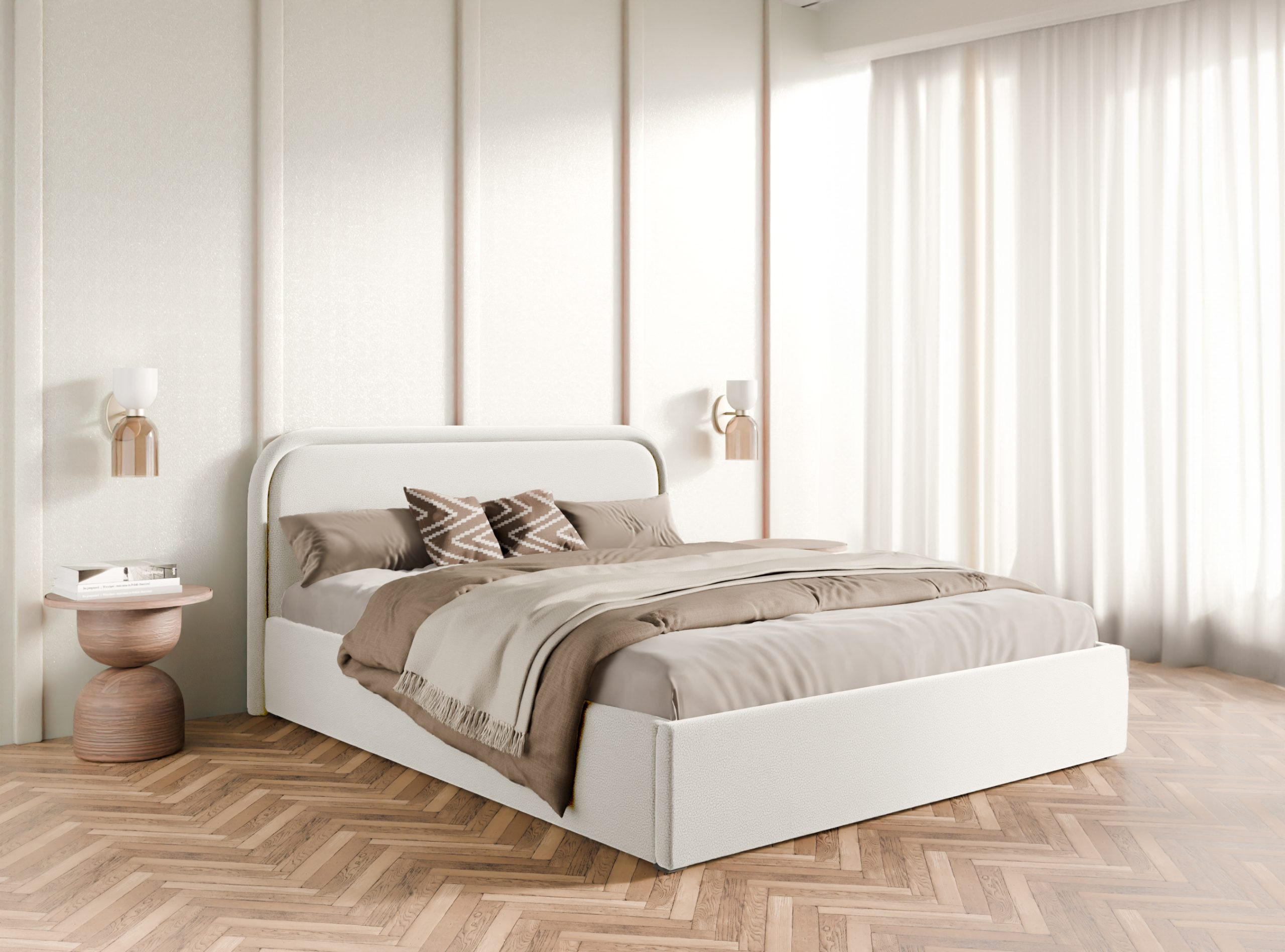 POLSTERBETT Juko 160x200 cm, Cremeweiß - Weiß, Textil (160/200cm) - Fedve