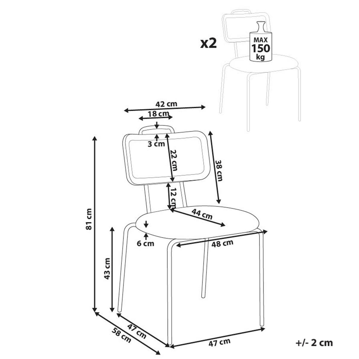 JÍDELNÍ ŽIDLE 2 ks sada Kov Hnědá Adelanto - hnědá, kov/plast (48/81/58cm) - Beliani