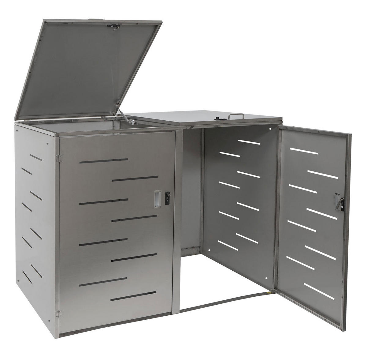 2ER-/4ER-MÜLLTONNENVERKLEIDUNG Silber - Silberfarben, Metall (141/116/98cm) - MCW