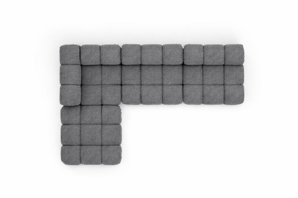 ECKSOFA L-Form Modulare, Bouclé-Stoff Abriamo, Dunkelgrau, Links, Selia - Dunkelgrau, Holz (285/160cm) - Kaiser Möbel