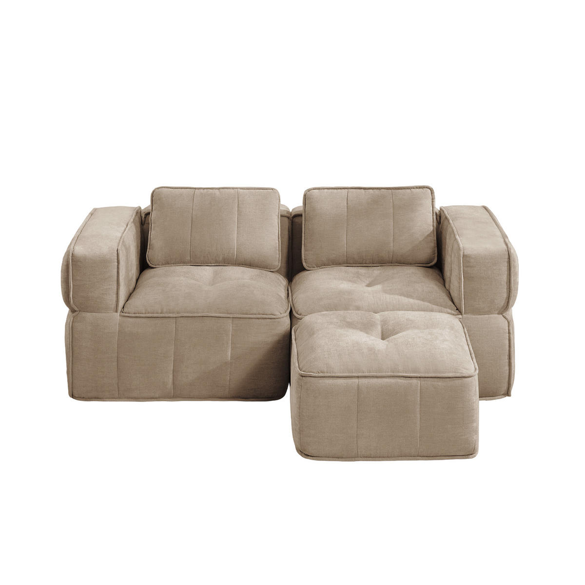 ECKSOFA DE-34428 L-Form mit Hocker Sand - Sandfarben, Textil (93/198cm) - ComfortXL