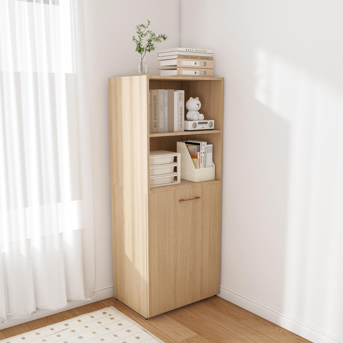 ECKSCHREIBTISCH DE-37446 ausziehbar mit verstellbaren Ablagen Helle Eiche - Naturfarben, Holzwerkstoff (40/55/136cm) - ComfortXL