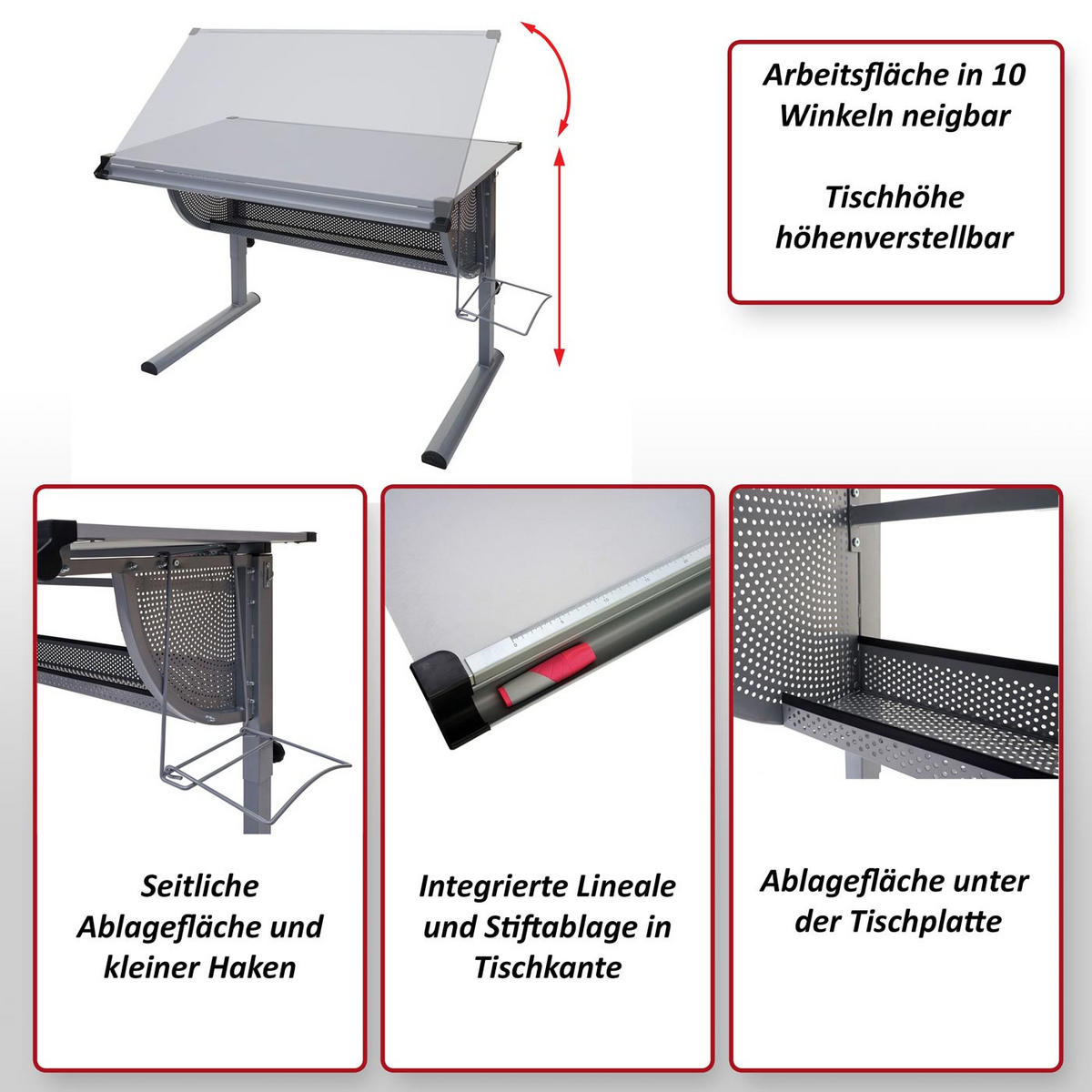SCHÜLERSCHREIBTISCH eckig Reinweiß, Hellgrau - Hellgrau/Weiß, Holz (118/92/68cm) - MCW