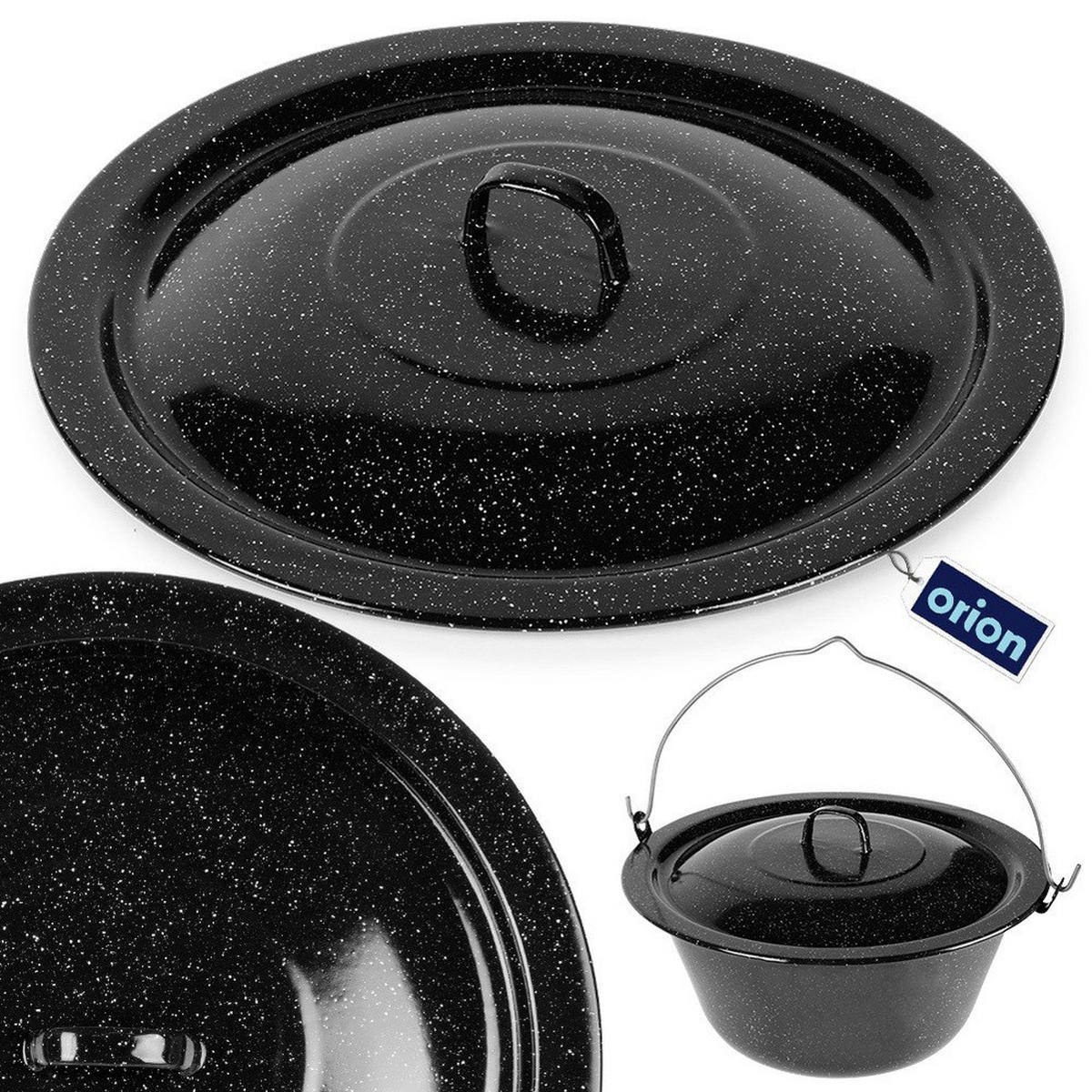 KESSELDECKEL emailliert 40 cm Schwarz - Schwarz, Metall (40/40/4cm) - Orion 