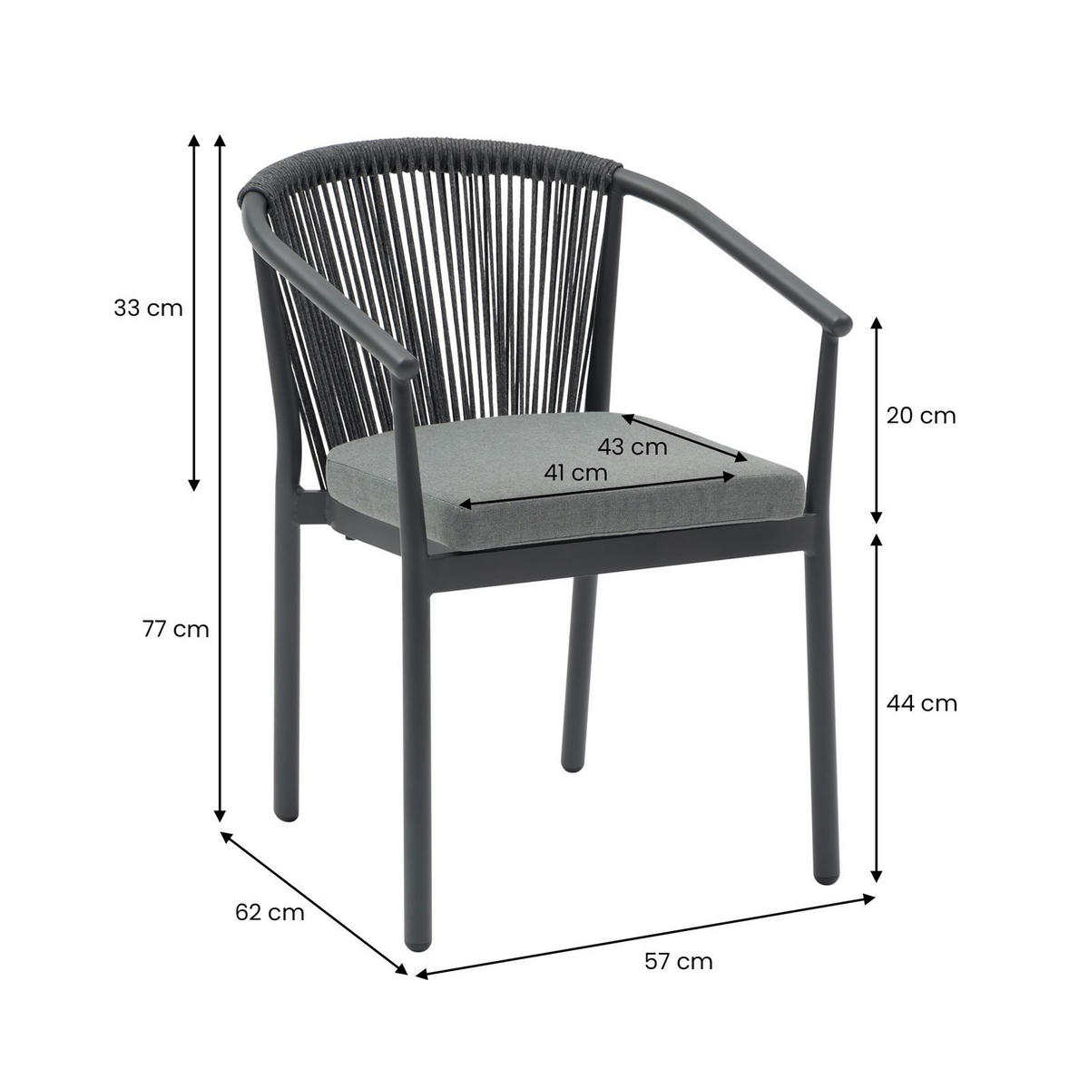 GARTENMÖBEL SET TAVOLO - Anthrazit, Metall - IDIMEX