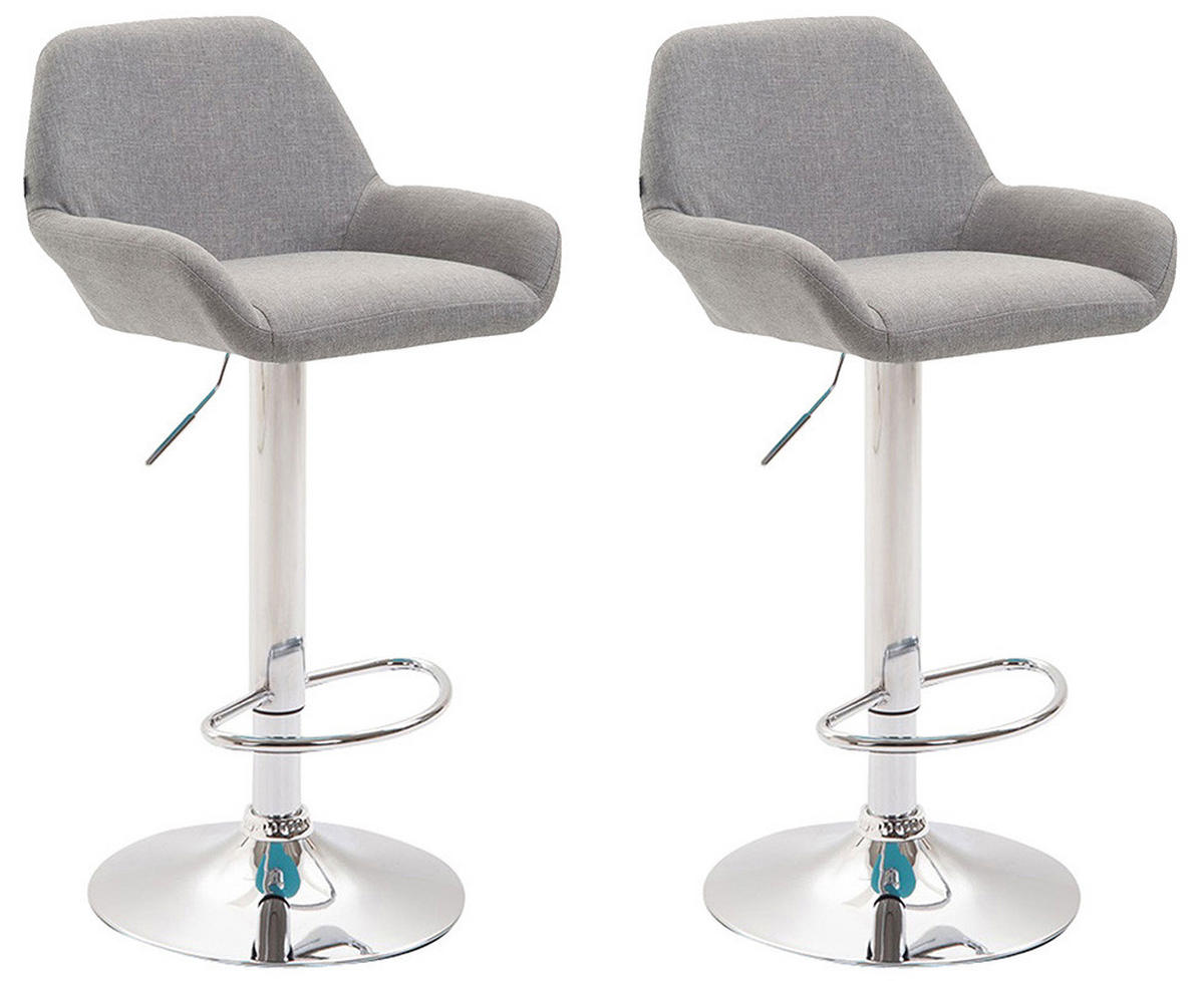 BARHOCKER 2er-Set DUBLIN Grau Stoff Chrom - Grau, Textil/Metall (51/89/52cm) - DELUKE