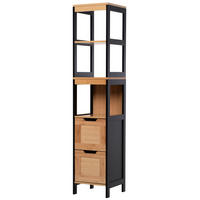 HOCHSCHRANK DE-12337 30/30/144 cm Schwarz - Braun, Holzwerkstoff (30/144/30cm) - ComfortXL