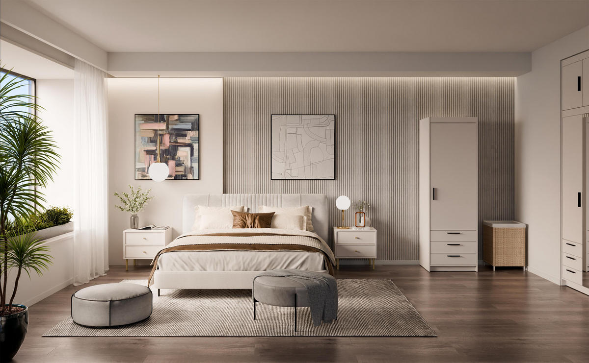 KLEIDERSCHRANK Storicos Beige 59,9/190,5/53 cm - 1T3S Modern mit Schubladen - Beige, Holzwerkstoff/Kunststoff (59.9/190.5/53cm) - AX Living