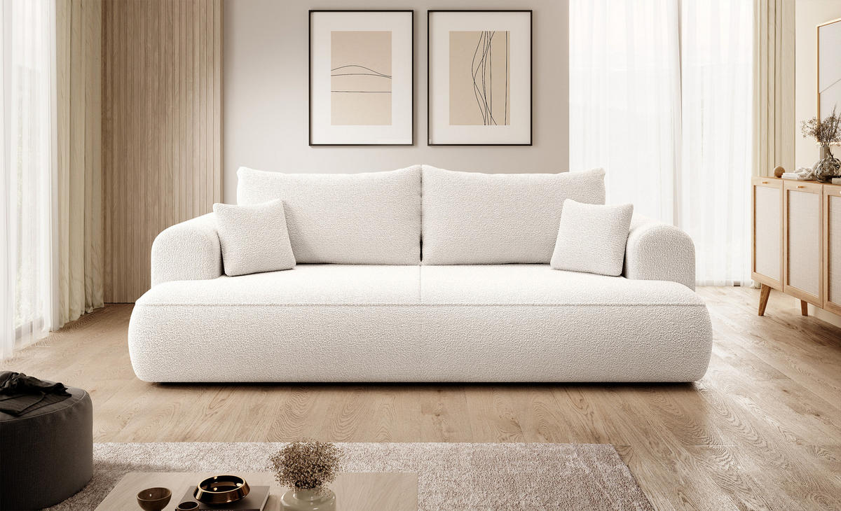 SCHLAFSOFA Ovo Cremeweiß Boucle - Creme, Textil (250/92/110cm) - Selsey