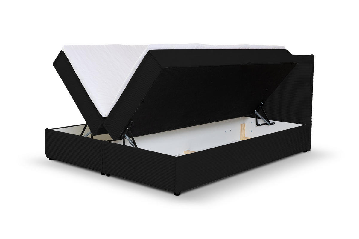 BOXBETT GLORIA mit Bettkästen H2/H3 Matratze 160 x 200 cm - Schwarz, Holzwerkstoff (160/200cm) - VENASI MÖBEL