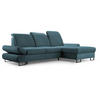 ECKSCHLAFSOFA Karo mit verstellbaren Kopfstützen Blau rechts - Blau/Schwarz, Textil/Metall (265/156cm) - Beautysofa