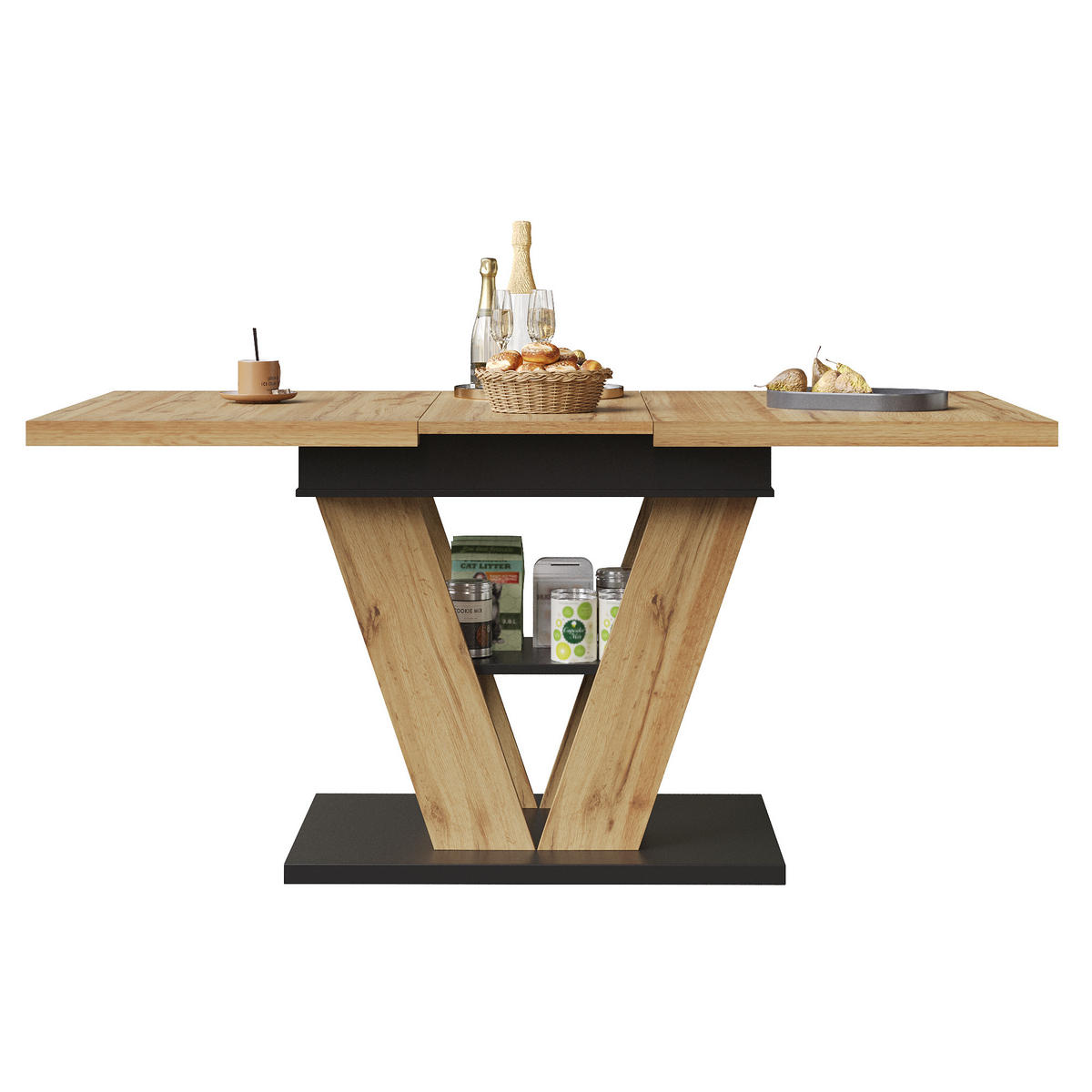 ESSTISCH ausziehbar 110–140x80 cm – Küchentisch mit Holzmaserung, erweiterbar, kompakt, modern für Küche & Wohnzimmer - Naturfarben, Holzwerkstoff (110/80/75cm) - Ej. Life