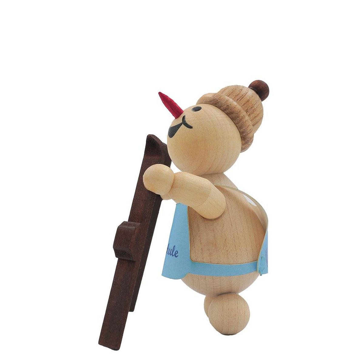 HOLZFIGUR Schneemann Junior Skianfänger Guck in die Luft 9 cm - Multicolor, Holz (8/9/0.1cm)