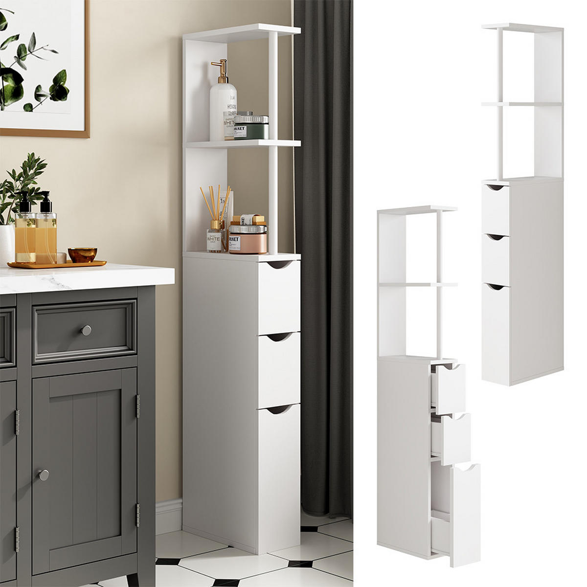 KÚPEĽŇOVÁ SKRINKA Vera biely - biela, kompozitné drevo (15/137/33cm) - Vicco